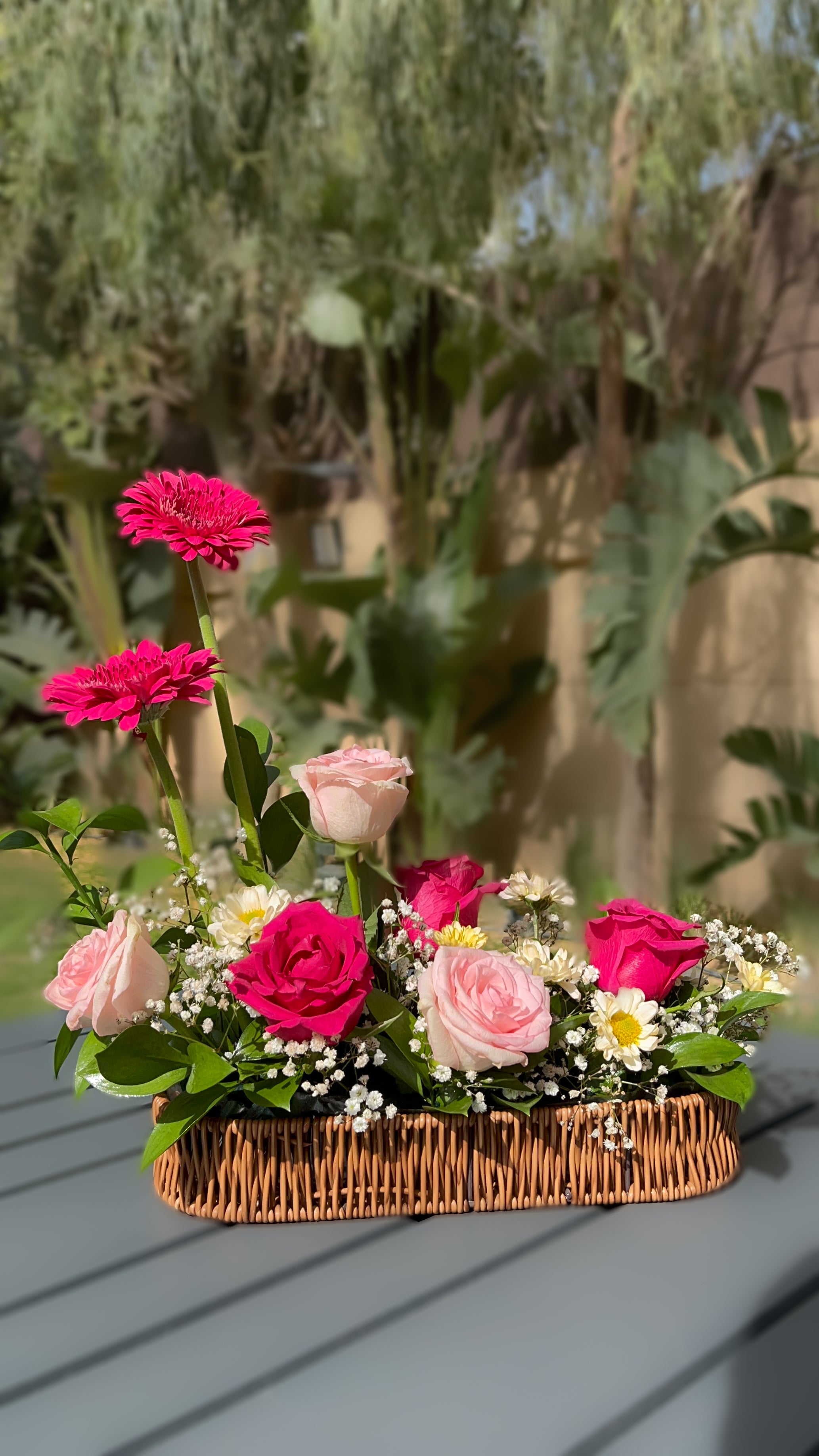Blush Garden Basket Arrangement